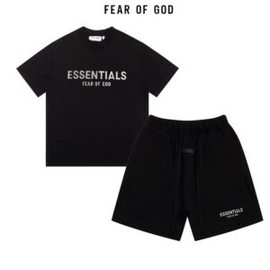 Black white Logo Essentials Short set